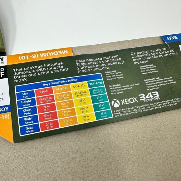 Halo Master Chief Halloween Costume 2 Piece Jumpsuit Mask Boy Medium (8-10) - Picture 9 of 9